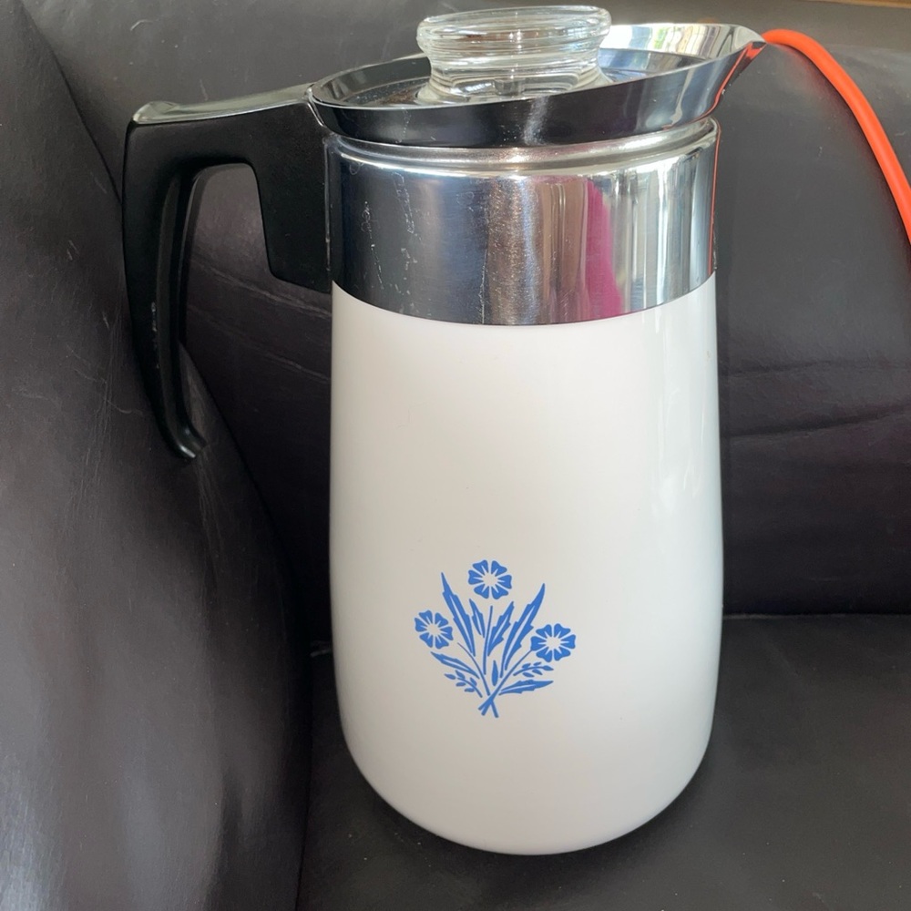 Corning Ware Blue Cornflower 9 Cup Coffee Pot Percolator